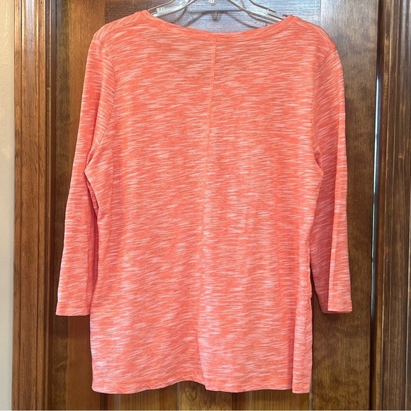 $5 ADD ON with $15+ Bundle  Jones New York 3/4 Sleeve T-shirt Sz XL Coral Orange - Picture 2 of 12